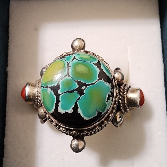 None Jewelry - 925 turquoise & coral ring